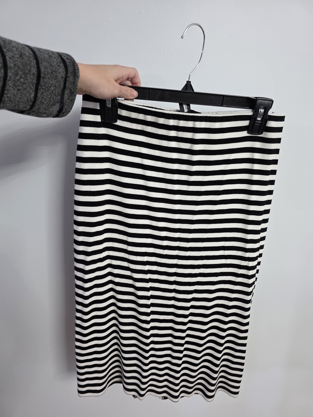 A Pea in the Pod Black and White Striped Pencil Skirt